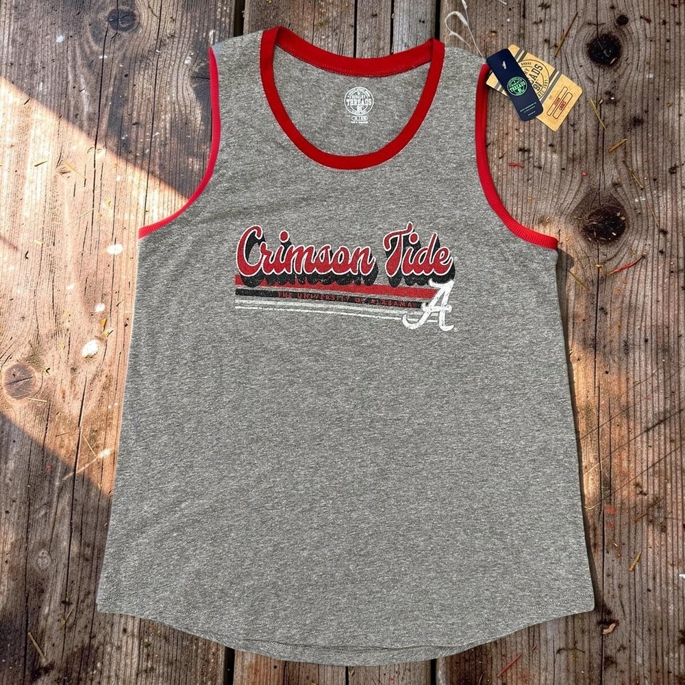 Rivalry Threads Alabama Crimson Tide Ringer Tank Top Gray Women's Size M NWT